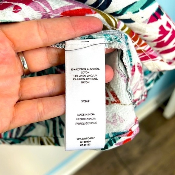 Beachlunchlounge - Colorful Bright Palm Leaves Button Up Midi Dress Size Small - Picture 10 of 12